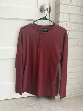 Men’s Long-Sleeve Henley Shirt - Burgundy